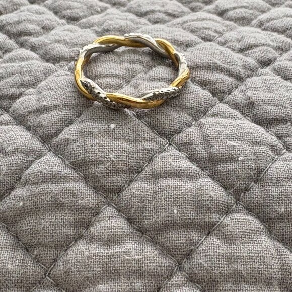 Vintage Delicate Gold and Pave Diamond Ring Size 8 EUC - Picture 3 of 7